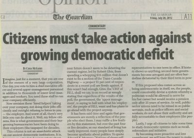 Citizens must take action against growing democratic deficit